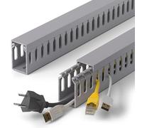ZhiYo H1.6in W1in Professional Server Rack Cable Management Raceway, 132in (8 x L16.5in) Cable Raceway Kit, Electrically Safe PVC Open Slot Wire Raceway for Under Desk/Computer/Network Cords, Grey