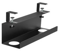 ZhiYo Steel 15.8in Cable Management Under Desk Tray, XL Clamp-On Under Table Cable Tray, No Drill Cord Hider Organizer for Desk, Wire Management Raceway, Black, W4.9in x H5.9in