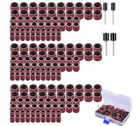 Zhiyu 104Pcs Sanding Drums Kit, 60 120 320 Grit Sanding Bands Mini Drum Sander Sleeves with 3mm Shank Drum Sanding Mandrels for Drill Dog Nail Grinder fits Dremel Rotary Tools