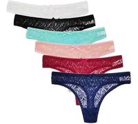 Zhiyu 6 Pack Cheeky Underwear for Women No Show Lace Panties for Women Sexy Cheeky Ladies Bikini Panties (L Fit for UK Size 10-12)