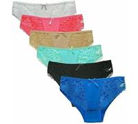 Zhiyu 6 Pack Womens Underwear Cotton Cheeky Bikini Panties for Women Lace Stretch Hipster Ladies Briefs (Multicolor,XL)