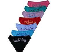 Zhiyu 7 Pack Women Knickers Underwear Cotton Every Weekdays Bikini Ladies Panties Week Days Printed Briefs Soft Stretchy Female Underwears (7 Colors,XL)