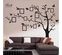 zhiyu&art decor Large Family Tree Wall Decal, DIY Black Photo Frame Wall Decor Sticker Mural Decal Art Décor for Living Room Home Decor(Black Tree)