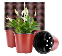 Zhiyu666 100 Pack 9cm Plants Nursery Pots,Reusable Plastic Terracotta Bucket Herb Flower Pots Planter Seed Trays for Vegetables,Flowers,Herbs,Cutting