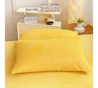 Zhiyuan 2 Piece Solid Minky Dot Pillowcases Warm Velvet Fleece Pillow Shams, Standard, Yellow