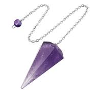 ZHIYUXI Amethyst Crystal Pendulum Crystal Witchcraft Supplies Reiki Supplies Purple Crystal Pendulum Necklace Dowsing Amethyst Pendant Divination Tools Pendulos De Energia