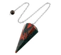ZHIYUXI Dragon Blood Stone Pendulum Crystal Witchcraft Supplies Reiki Supplies Crystal Pendulum Necklace Dowsing Divination Tools Pendulos De Energia
