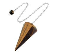 ZHIYUXI Tigers Eye Pendulum Crystal Witchcraft Supplies Reiki Supplies Brown Crystal Pendulum Necklace Dowsing Divination Tools Pendulos De Energia