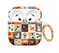 ZHIZHEND Compatible with AirPod 4 Case 2024, Hard Shell Protective Cover with Gold Ring Keychain, Cute Anti-Scratch Case forAirpod 4th Generation Women Men - Cute Dogs Paw Bones Hearts