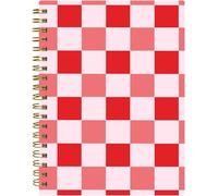 ZHIZHEND Spiral Journal Notebook,A5 Hardcover Lined Journals for Women 6 x 8.3 in,60 Sheets 120 Pages Thick Paper,Cute College Ruled Writing Notebook for Office Work School(Red Plaid Chessboard)