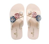ZHIZI flip flop Ladies Slippers, Curved Open-toe Design Summer Flat Sandals, Lovely Flowers (Color : Black 1 heel 5cm, Size : 33)