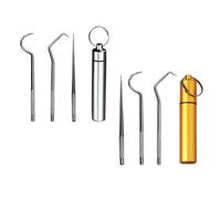ZHIZICX 2 Set/ 6Pcs Pocket Toothpick Holder Keychain Toothpicks Set Titanium Toothpick Cleaning Tooth Hook Scraper Metal Toothpick Holder Dental Picks for Camping Picnic Outdoor