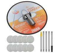 ZHJAN Drywall Pole Sander, 360° Rotation Radial Round Head Sander with Extension Pole & 10 PCS Sanding Sheets (80/100/120/180/240 Grit), Wall Sanding Tool for Painted Walls and Ceilings