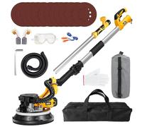 ZHJAN Drywall Sander, 7.5A Electric Drywall Sander with Vacuum Dust Collection,2100RPM Wall Sander,Extendable Handle,12pcs Sanding Discs, LED Light,Dustless Wall Sander for Popcorn Ceiling, Drywall
