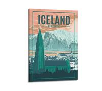 ZHJGKJ Iceland Reykjavik Vintage Travel Decorative Painting Canvas Wall Posters And Modern Family Bedroom Decor 08x12inch(20x30cm)