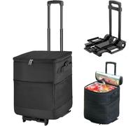 ZHJINGYU 60-Can/40L Rolling Cooler, 3-in-1 Insulated Cooler Bag, Adjustable Handle & Wheels, 40L Cooler Box with All Terrain Trolley, Leakproof for Picnic Camping Beach Fishing