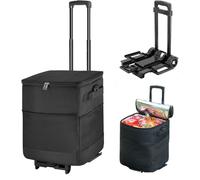 ZHJINGYU 60-Can/40L Rolling Cooler, 3-in-1 Insulated Cooler Bag, Adjustable Handle & Wheels, 40L with All Terrain Trolley, Leakproof for Picnic Camping Beach Fishing