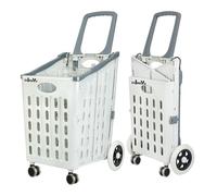 ZHJINGYU Foldable Shopping Trolley, 75 L, Foldable Shopping Trolley, Fits Vertically in the Boot - Shopping Trolley with 4 Wheels for Laundry, Office, Travel, Supermarket (White)