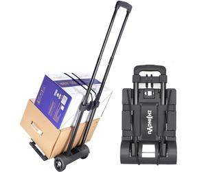 ZHJINGYU Folding Hand Truck Sack Barrow 70lbs 2 Wheel Steel | Lightweight foldable trolley with bungee cords, ideal for luggage, travel, car and shopping