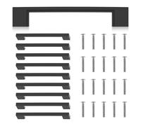 Zhjiutak 10 Pack Matte Black Cabinet Pulls 128mm Screw Spacing Square Drawer Pulls Cabinet Hardware for Bedroom Bathroom Cupboard Closet Dresser