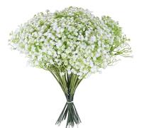Zhjiutak 100Pcs Artificial Flowers, Babys Breath Gypsophila Real Touch Realistic Flowers Shrubs Plants for Arrangements Wedding Party Home Garden Decoration Indoor Vase(white)