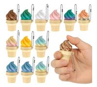 Zhjiutak 12 Pack Ice Cream Clicker Fidget Keychain, Stress Relief Sensory Keyring for Party Favor Present and Bag Decor,Press Button Stress Relief Tool