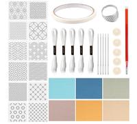 Zhjiutak 12pcs Embroidery Stencil Kit Flower Template Sashiko Stencils Kits for Embroidery Lovers Stencil for Hand Quilting(Solid Color Fabric Style)