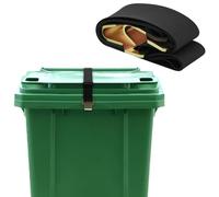 Zhjiutak 2 pcs Wheelie Bin Lid Rubber Lock Strap,Metal Double Claw Trash Can Lid Lock Strap, Windy Version,NO DRILLING,NO GLUEING,Secure Contents From Spilling,Stop Wind or Vandals Tipping