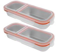 Zhjiutak 2PCS Snack Box with Compartments, Stainless Steel Divided Snack Container with Lid,Leak Proof Lunchbox Reusable Food Storage Container for School,Divided Meal Prep Containers(2 cells)