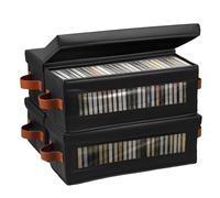 Zhjiutak 4 Pack DVD Storage Bags,DVD Holder Case with Visible Window Dustproof DVDs Organizer Boxes with Lid Hold Up to 104 DVDs 40 X 14.5 X 15.5cm,PVC Media Storage