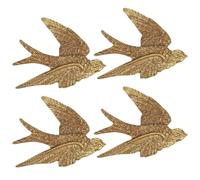 Zhjiutak 4 Pcs Swallow Wall Art, Vintage Bird Wall Sculpture Decor Art 4.7 Inch Antique 3D Sculpted Hanging Bird Resin Golden Floating Ornament for Living Room Garden Outdoor