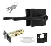 Zhjiutak Door Lever Handle Lock Complete Door Handle Sets Square Interior and Exterior Doors Handles with Lock and Key for Office Home Hallway Closet