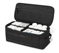 Zhjiutak First Aid Bag Empty,Medical Bag, Medicine Storage Organiser Box Portable Travel Pill Bottle Organizer for Home Outdoor Emergency Traveling,Health Nurse Bags with Detachable Divider(Black)