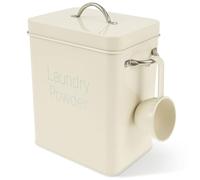 Zhjiutak Laundry Powder Tin with Scoop,Washing Powder Storage Container,Soap Powders Caddy ,Laundry Room Accessories,Metal Detergent Box