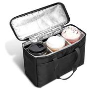 Zhjiutak Reusable 3 Cups Drink Carrier for Delivery with Adjustable Dividers, Insulated Drink Caddy Holder Bag for Take Out Beverages Outdoors,Beverages Carrier Tote