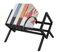 Zhjiutak Vinyl Record Storage Holder,Metal Vinyl Record Display Rack Holds up to 100 LP Black Record Album Holder with Movable Divider, Book and Record Album Storage, Album and LP Storage Organizer