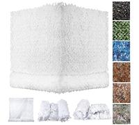 ZHJSHOU Army Camo Net Camouflage Netting,Bulk Roll Lightweight Durable,for Hunting, Decoration,Sun Shade,Theme Party,Camping,Hunting Blind,Outdoor,White,10X12m/32.81x39.37ft