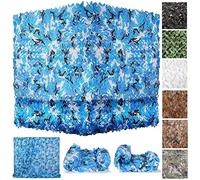 ZHJSHOU Camouflage Woodland Netting,Camo Netting, Camouflage Net Sunshade Bulk Roll Oxford Cloth Lightweight Durable for Decorations, Hunting, Camping, Shooting, Car Cover,Ocean,3X4m/9.84x13.12ft