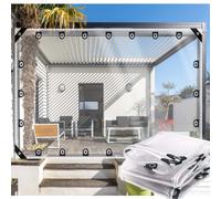 ZHJSHOU Clear Tarpaulin Heavy Duty 2.3x2.7m, Outdoor Patio Transparent Tarpaulin Tarp PVC 0.55 MM Customizable, Garden Waterproof Cover, 4cm Widen Eyelets