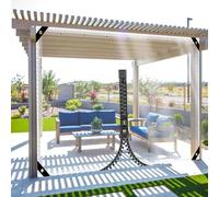 ZHJSHOU Clear Tarpaulin Waterproof 2.1x2.4m Heavy Duty, 0.35mm Customizable Tarp with 1 Zipper Outdoor Gazebo Transparent Garden Cover, PVC Balcony Rain Curtain