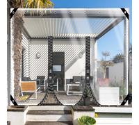 ZHJSHOU Clear Tarpaulin Waterproof 2.1x3m Heavy Duty, 0.35mm Customizable Tarp with 2 Zipper Outdoor Gazebo Transparent Garden Cover, PVC Balcony Rain Curtain