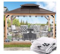 ZHJSHOU Clear Tarpaulin Waterproof Heavy Duty 1.4x2.1m,Outdoor Patio Transparent Tarpaulin Clear Waterproof Tarp PVC 0.35 MM Customizable,Garden Waterproof Clear Cover,4cm Widen Eyelets
