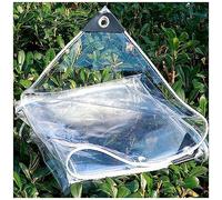 ZHJSHOU Custom Size Clear PVC Tarpaulin 2.1mx2.7m, Transparent Heavy Duty Waterproof Tarp 420gms for Pergola Cover,Balcony Rain Protection,Garden, Outdoor Bar