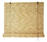 ZHJSHOU Natural Reed Curtain With Lifter, Bamboo Blinds Decorative Outdoor Indoor, Sunshade 70% Sunscreen Roller Shades,for Garden/Balcony/Window,Customizable Size,105x120cm/42x48in(WxH)