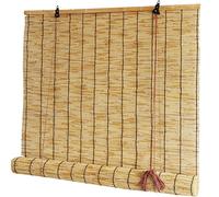 ZHJSHOU Natural Retro Reed Curtain Bamboo Roller Blinds for Windows Lifting Straw Blind Sun Shade Hand-Woven Roller Blind Shades,for Decorative Door Balcony,40x115cm/15.7x45.3in(WxH)