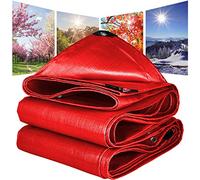 ZHJSHOU Red Tarpaulin 180gsm Heavy Duty Waterproof Reinforced Ground Sheet Tarp Cover with Eyelets,Dustproof Tarpaulin Cover for Camping Car Picnic Outdoor Furniture,2x5m/6.56x16.4ft