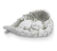 ZHjuju Cat Memorial Stone,Cat Angel Memorial Statue Memorial Stone Cat with Angel Wings Resin Statue Cat Figurines is Placed in The Outdoor Garden or Tombstone,Cat Statue Resin