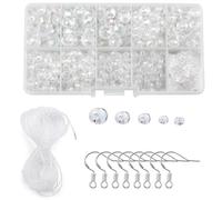 ZHjuju Clear Beads, 900+ Pieces Crystal Beads Kit Acrylic Clear Faceted Beads Crystal Glass Beads for Threading Beads with Storage Box Mixed Crystal Beads for Jewelry Making Glass Loose Beads
