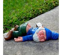 ZHjuju Funny Drunk Dwarf Garden Gnome Statue - Blue Resin Outdoor & Indoor Decor, Creative Drunk Gnome Sculpture for Garden, Yard, Patio, Lawn, Desk | Humorous Ornament with Durable Resin Design