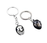 ZHjuju Helmet Keychain,2pcs Creative Metal Pendant Personalised Motorcyle Helmet Monogram Keychain in Polished Stainless Steel Funny Key Car Keychain Decorative Keychain 3d Key Ring black silver
